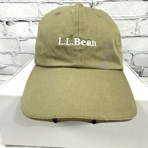 LL Bean Pathfinder LED Lighted Cap 0QDD4 Tan‎ Leather Strapback Baseball Hat